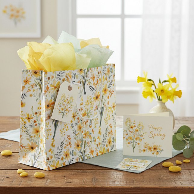 Gelbe Frühlingssonne - Wildblumen Große Geschenktüte (Von Creator hochgeladen)