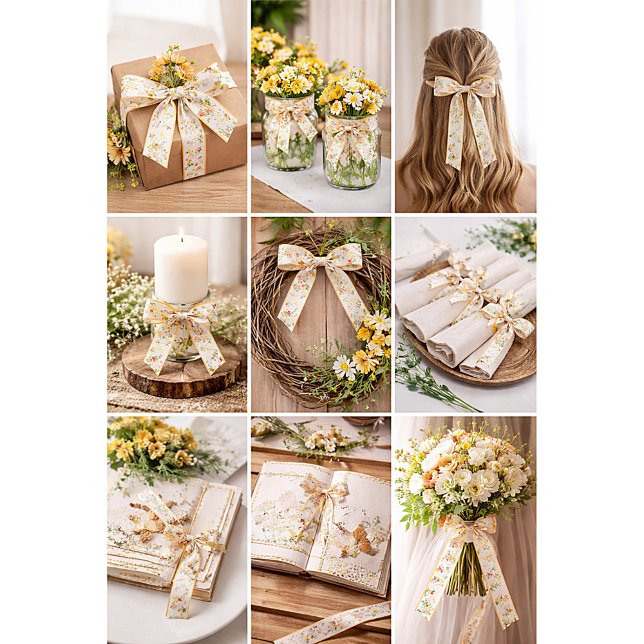 Gelbe Frühlingssonne - Wildblumen Satinband (Von Creator hochgeladen)