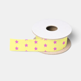 Gelbe Fuschia Sterne Satinband