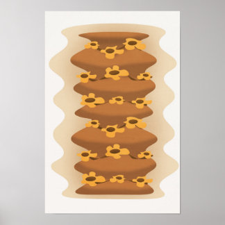Gelbe Gänge um die braune Vase/abstrakt moderne Poster