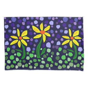 Gelbe Gänseblümchen-Blumen-abstrakte Kissenbezug