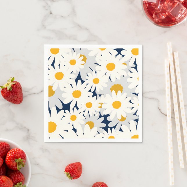 Gelbe Gänseblümchen-Blumenmuster-Gartenparty-Servi Serviette (Beispiel)