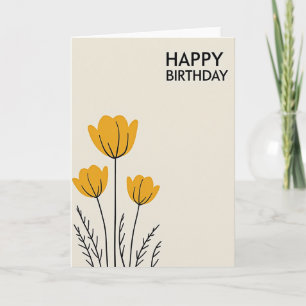 Gelbe Geburtstagskarte mit Blumen Karte
