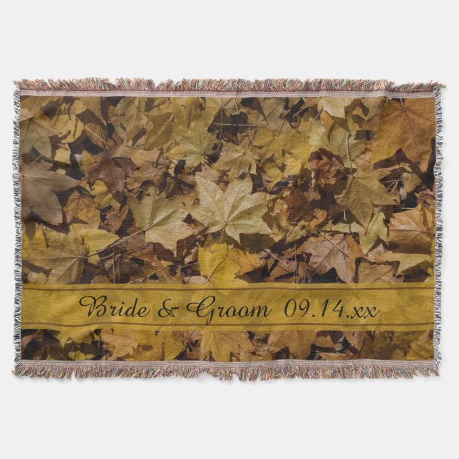Gelbe gefallene Blätter Herbsthochzeit Decke (Vorderseite)