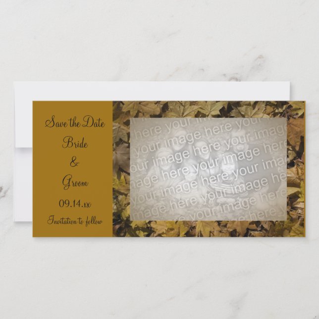 Gelbe gefallene Blätter Save the Date Fotokarte (Vorderseite)
