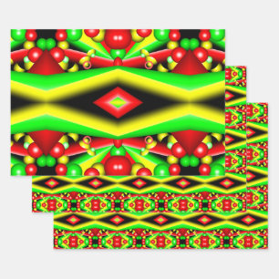 Gelbe Gelbbläschen und Streifen Abstrakt Art Geschenkpapier Set