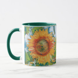 Gelbe Gelbblütenlackierung in orangefarbener Blume Tasse