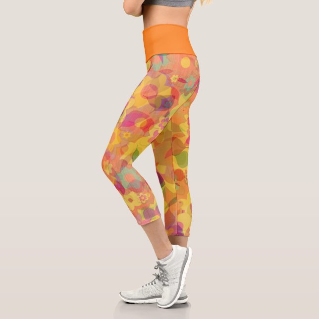 Gelbe Gelbe Sonnenblumen Capri Leggings (Links)