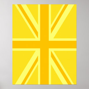 Gelbe gelbe Union Jack britische Flagge Hintergrun Poster