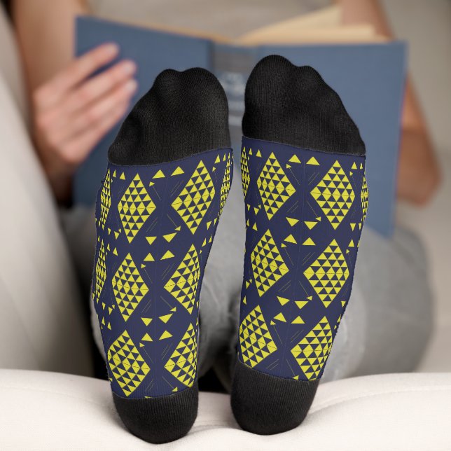 Gelbe geometrische Dreiecke Socken (Unterseite)