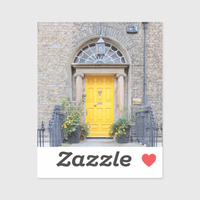 Gelbe georgische Tür in Dublin Aufkleber (Blatt)