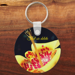 Gelbe Gepunktete Lilie Blume Personalisiert Schlüsselanhänger