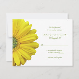 Gelbe Gerbera-Daisy-Hochzeits-Antwortkarte RSVP Karte