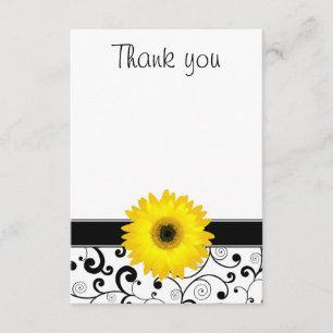 Gelbe Gerbera-Gänseblümchen-Schwarz-Rolle-Ebene Dankeskarte