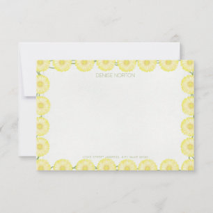 Gelbe Gerbera-Notizkarte mit Gänseblümchen-Kette Einladung