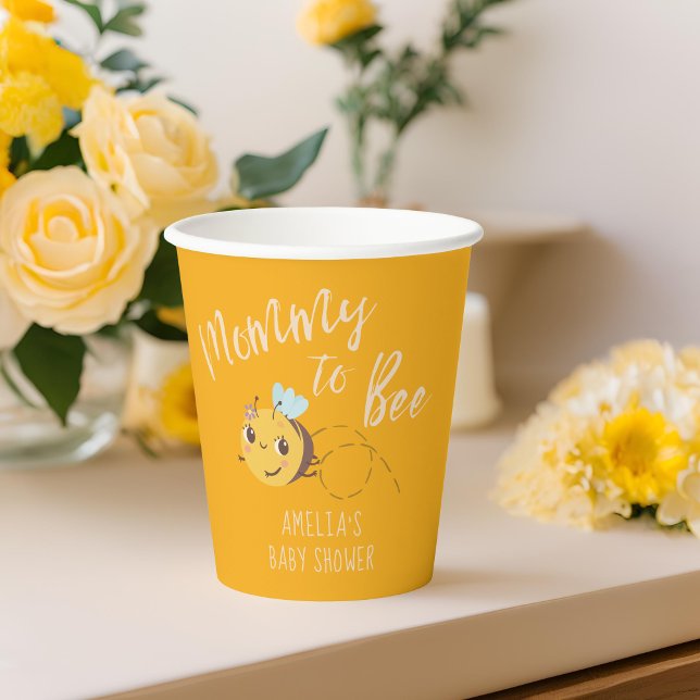 Gelbe, geschlechtsneutrale Mommy to Bee Baby Dusch Pappbecher (Von Creator hochgeladen)