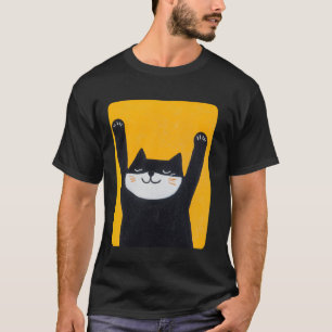 Gelbe Gestaltung mit einer Katze darauf T-Shirt