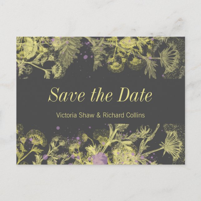 Gelbe gestrichene Blumen Ankündigungspostkarte (Vorderseite)