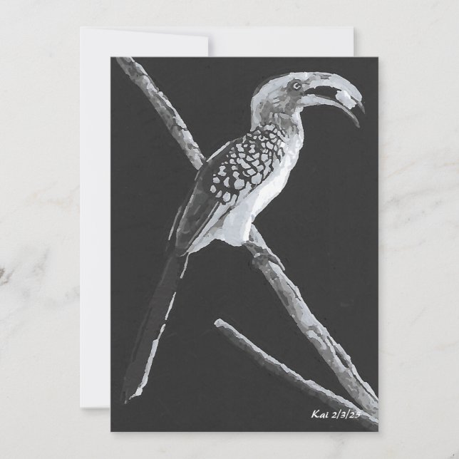 Gelbe gezinkte Hornbill, Kalahari Animal Flat Card Einladung (Vorderseite)
