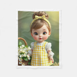 Gelbe Gingham-Baby-Puppe-Decke Fleecedecke