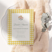 Gelbe Gingham-Blumen-Aquarell-Brautparty