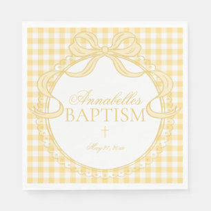 Gelbe Gingham Coquette Bogen Tauf Tischdekoration Serviette