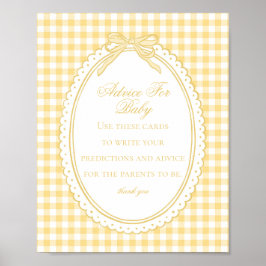 Gelbe Gingham Coquette Schleife Rat für Baby Showe Poster