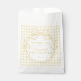 Gelbe Gingham Coquette-Schleifen-Baby-Shower-Nachs Geschenktütchen