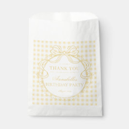 Gelbe Gingham Coquette-Schleifen-Geburtstagsfeier- Geschenktütchen