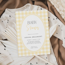 Gelbe Gingham-Einladung zur Babyparty