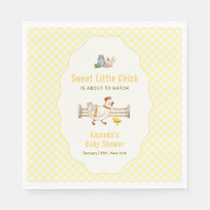Gelbe Gingham Farm Fresh Küken Baby Shower Serviette