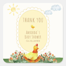 Gelbe Gingham-Farm Kleines Huhn Baby Shower