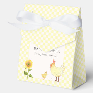 Gelbe Gingham-Farm Sonnenblumen-Hühnchen-Baby-Part Geschenkschachtel