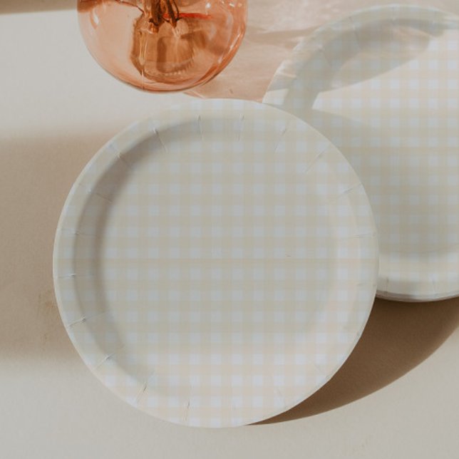 Gelbe Gingham-Karierte Babyparty Pappteller (Von Creator hochgeladen)