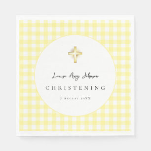 Gelbe Gingham-Kreuz-Tauf-Papier-Servietten Serviette