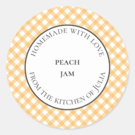 Gelbe Gingham-Lebensmittelverpackungen für hausgem Runder Aufkleber