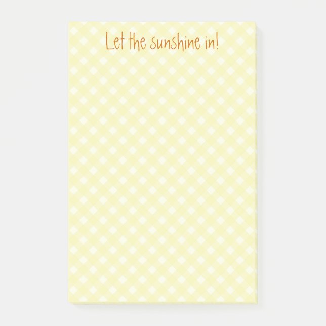 gelbe Gingham-Notizen Post-it Klebezettel (Vorderseite)