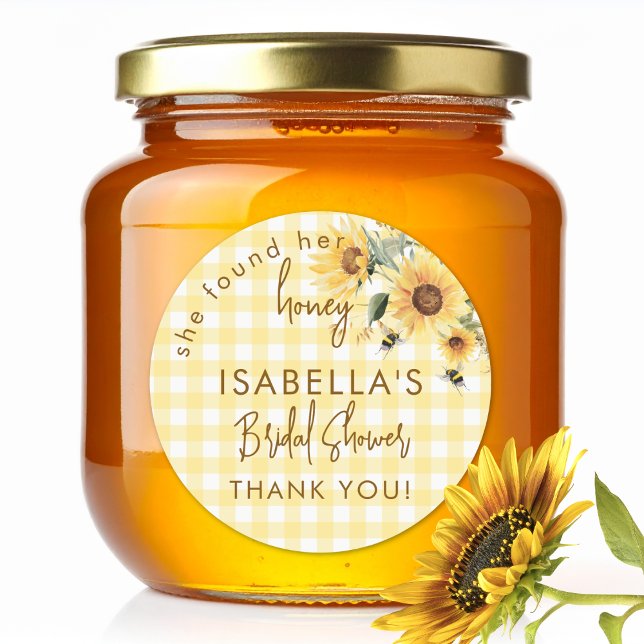 Gelbe Gingham - Sie fand ihren Honig-Junggesellinn Runder Aufkleber (Von Creator hochgeladen)