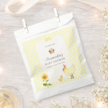 Gelbe Gingham-Sonnenblumen-Hühner-Baby-Party 