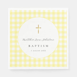 Gelbe Gingham-Taufservietten aus Papier  Serviette