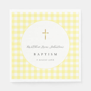 Gelbe Gingham-Taufservietten aus Papier Serviette