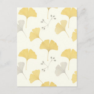 Gelbe Ginkgo-Fächerblätter wiederholen sich Postkarte