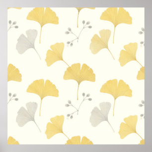 Gelbe Ginkgo-Fächerblätter Wiederholung Poster