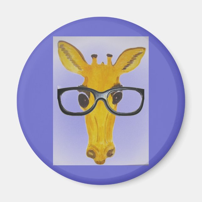 Gelbe Giraffe mit Brille Magnet (Vorne)