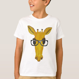 Gelbe Giraffe mit Gläsern T-Shirt
