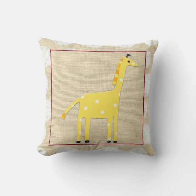 Gelbe Giraffe mit weißen Polka-Punkten Kissen (Vorderseite)
