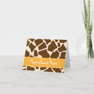 Gelbe Giraffe Print-Mitteilungskarten Personalisie