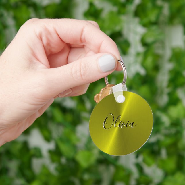 Gelbe glänzende Imitate Schlüsselanhänger (Hand)