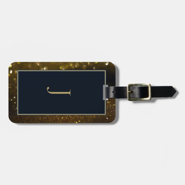 Gelbe Glitzern Gepäckmarke Gepäckanhänger (Vorderseite horizontal)