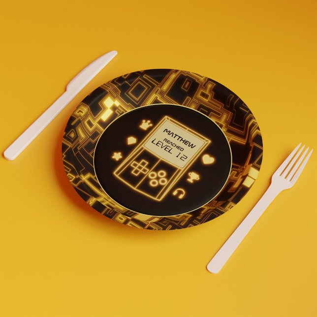 Gelbe Glow-Handheld-Konsole Pappteller (Yellow Glow Handheld Console Paper Plates)